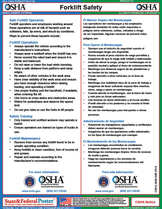 OSHA Forklift Safety Fact Sheet