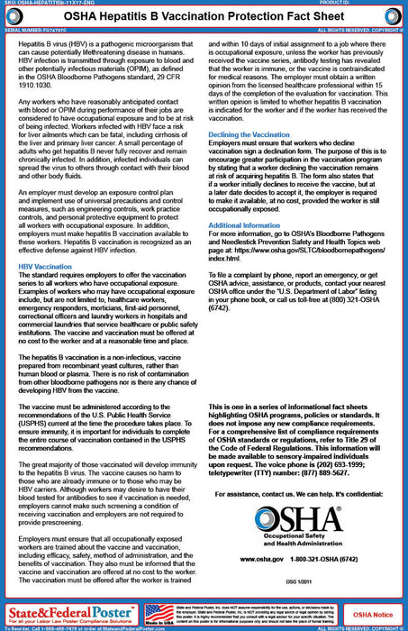 OSHA Hepatitis B Vaccination Protection Fact Sheet