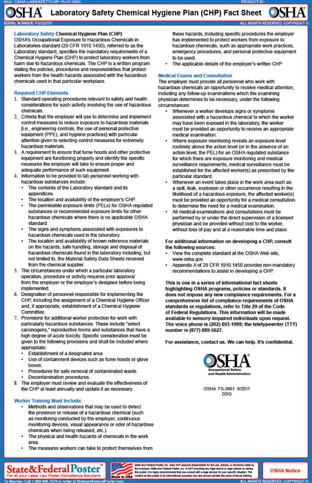 OSHA Laboratory Safety Chemical Hygiene Plan (CHP) Fact Sheet