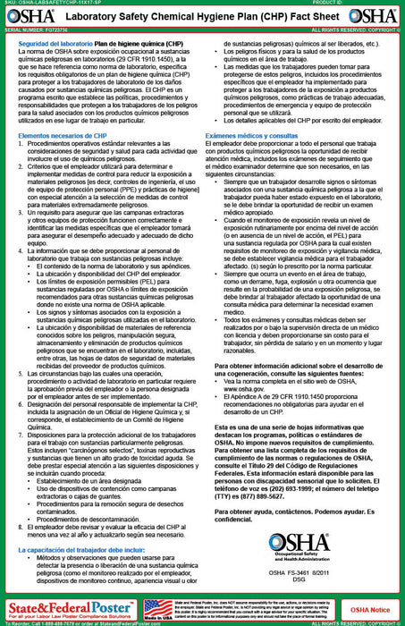 OSHA Laboratory Safety Chemical Hygiene Plan (CHP) Fact Sheet