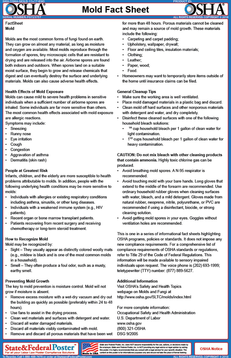 OSHA Mold Fact Sheet — State and Federal Poster