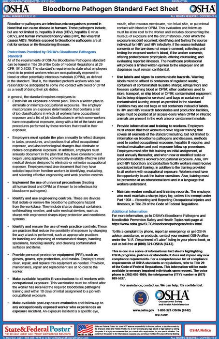 OSHA Bloodborne Pathogen Standard Fact Sheet