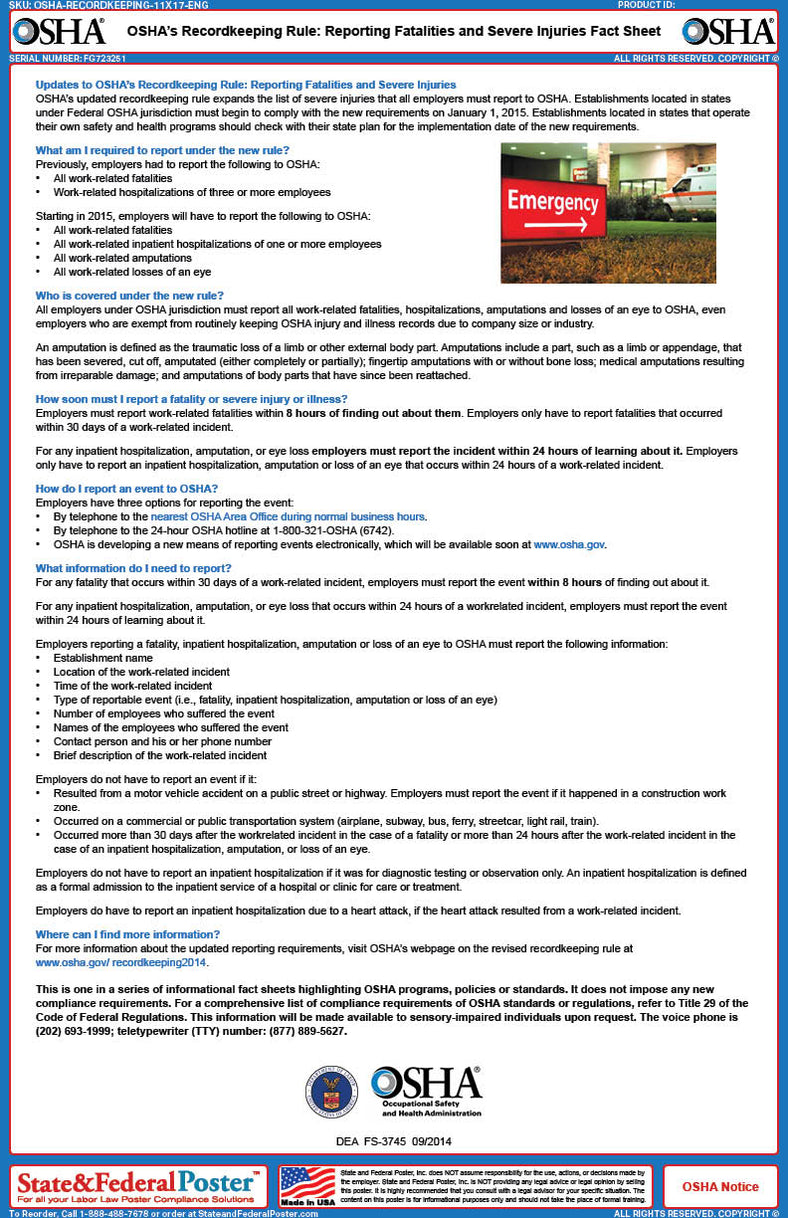 OSHA Recordkeeping Rule Reporting Fatalities and Severe Injuries Fact