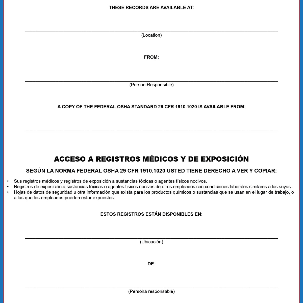 Access To Medical & Exposure Records Poster — State and Federal Poster