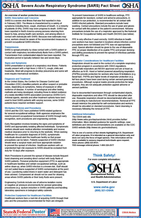 OSHA Severe Acute Respiratory Syndrome (SARS) Fact Sheet