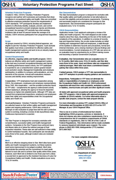 OSHA Voluntary Protection Programs Fact Sheet