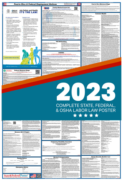 Puerto Rico State and Federal Labor Law Poster 2023