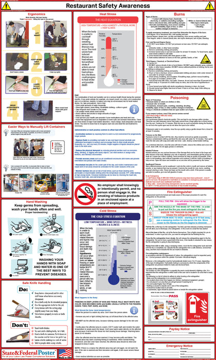 Restaurant Safety Awareness Poster - State and Federal Poster