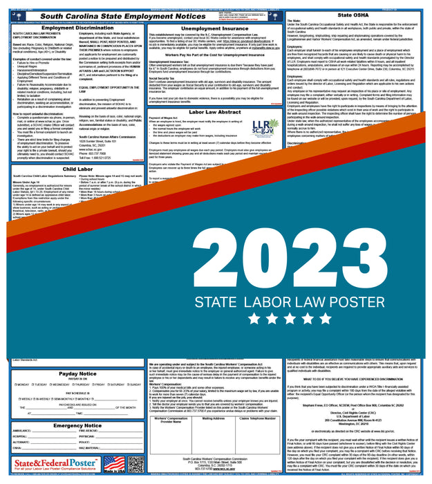 South Carolina State Labor Law Poster 2023