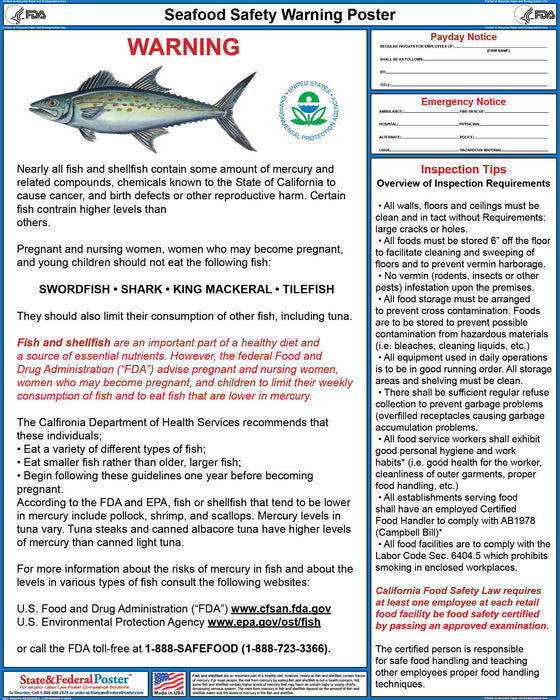 Seafood Safety Warning Poster — State and Federal Poster