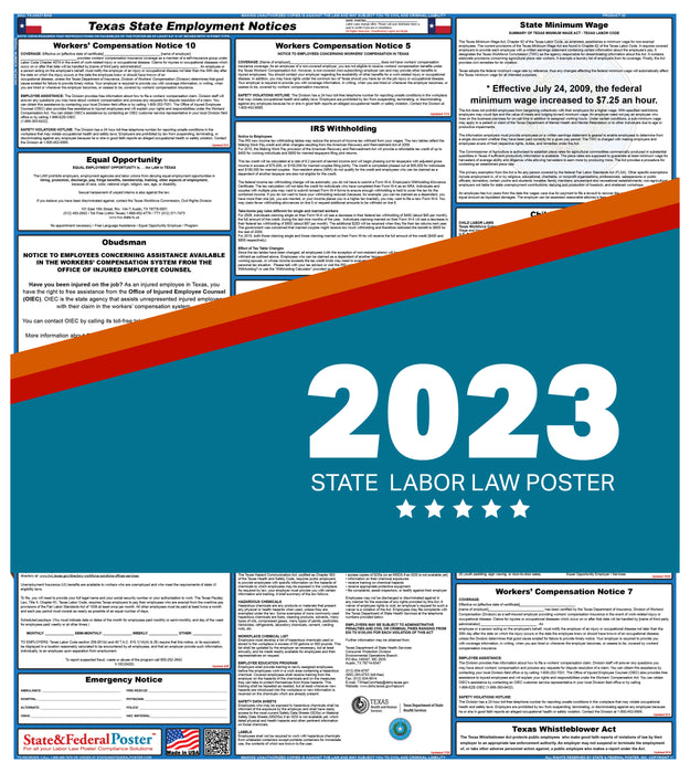 Texas State Labor Law Poster 2023