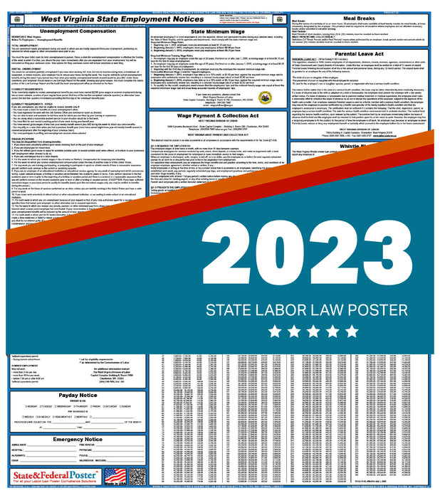 West Virginia State Labor Law Poster 2023