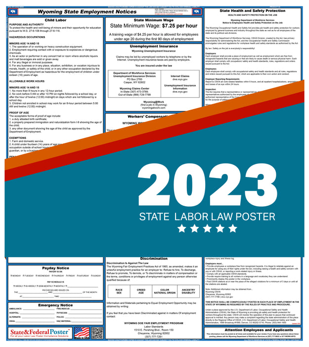 Wyoming State Labor Law Poster 2023